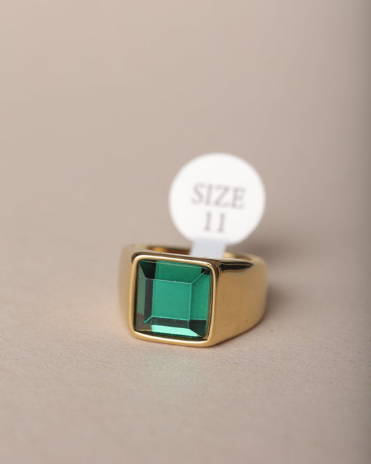 MEN'S EMERALD GOLD PLATED RING