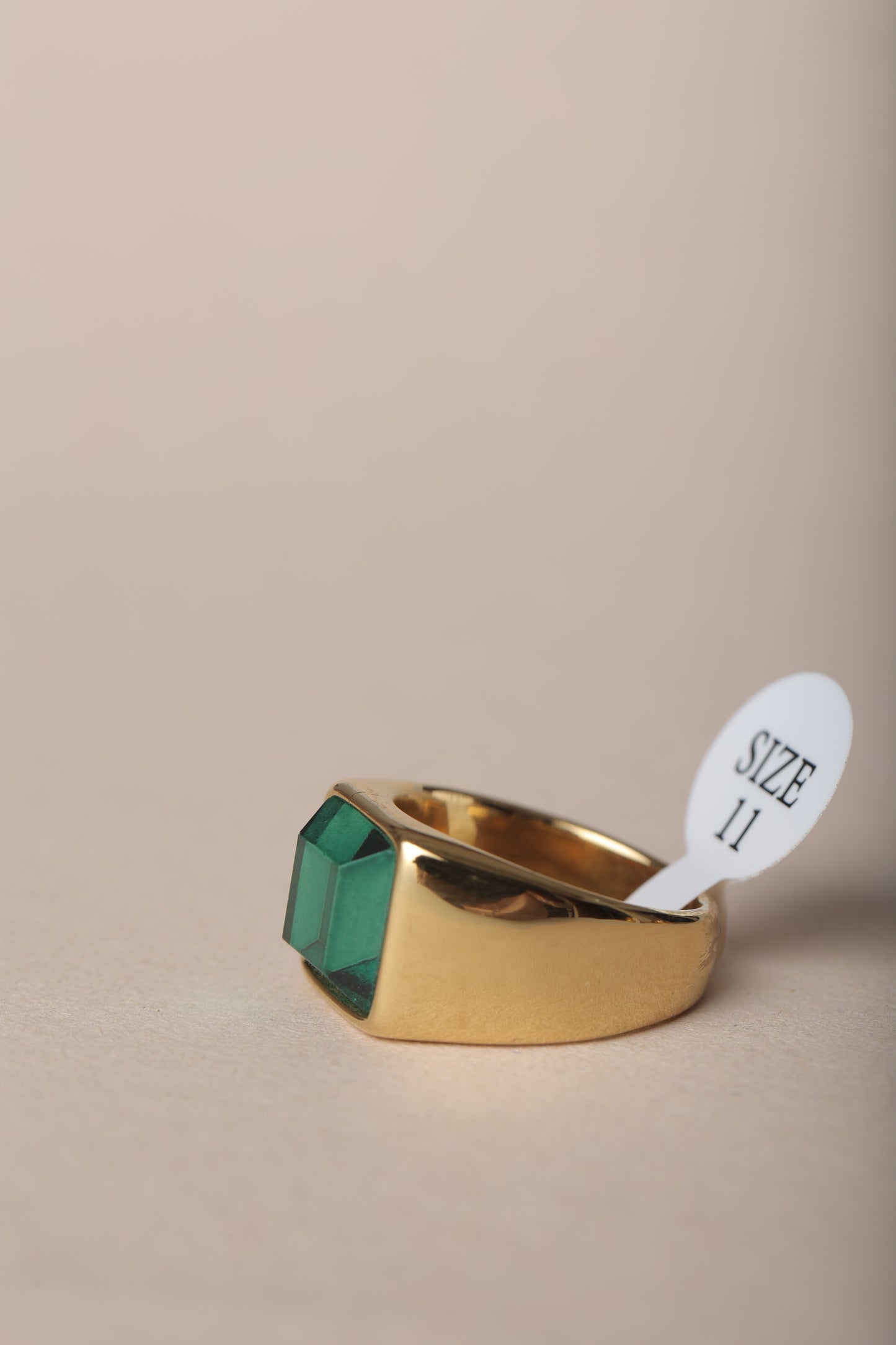 MEN'S EMERALD GOLD PLATED RING