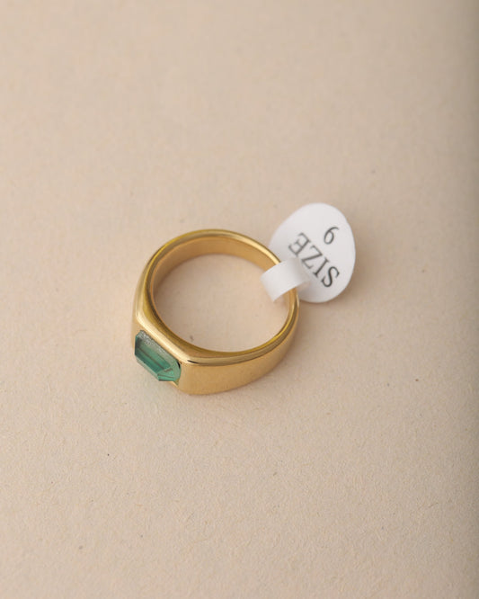 MEN'S EMERALD 18k GOLD PLATED RING