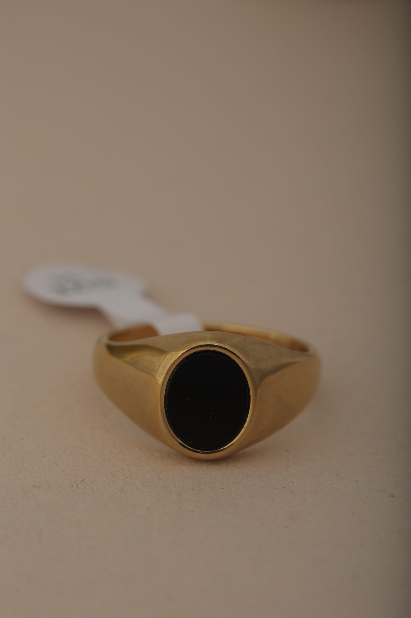 BLACK STONE SIGNET MEN'S GOLD PLATED RING