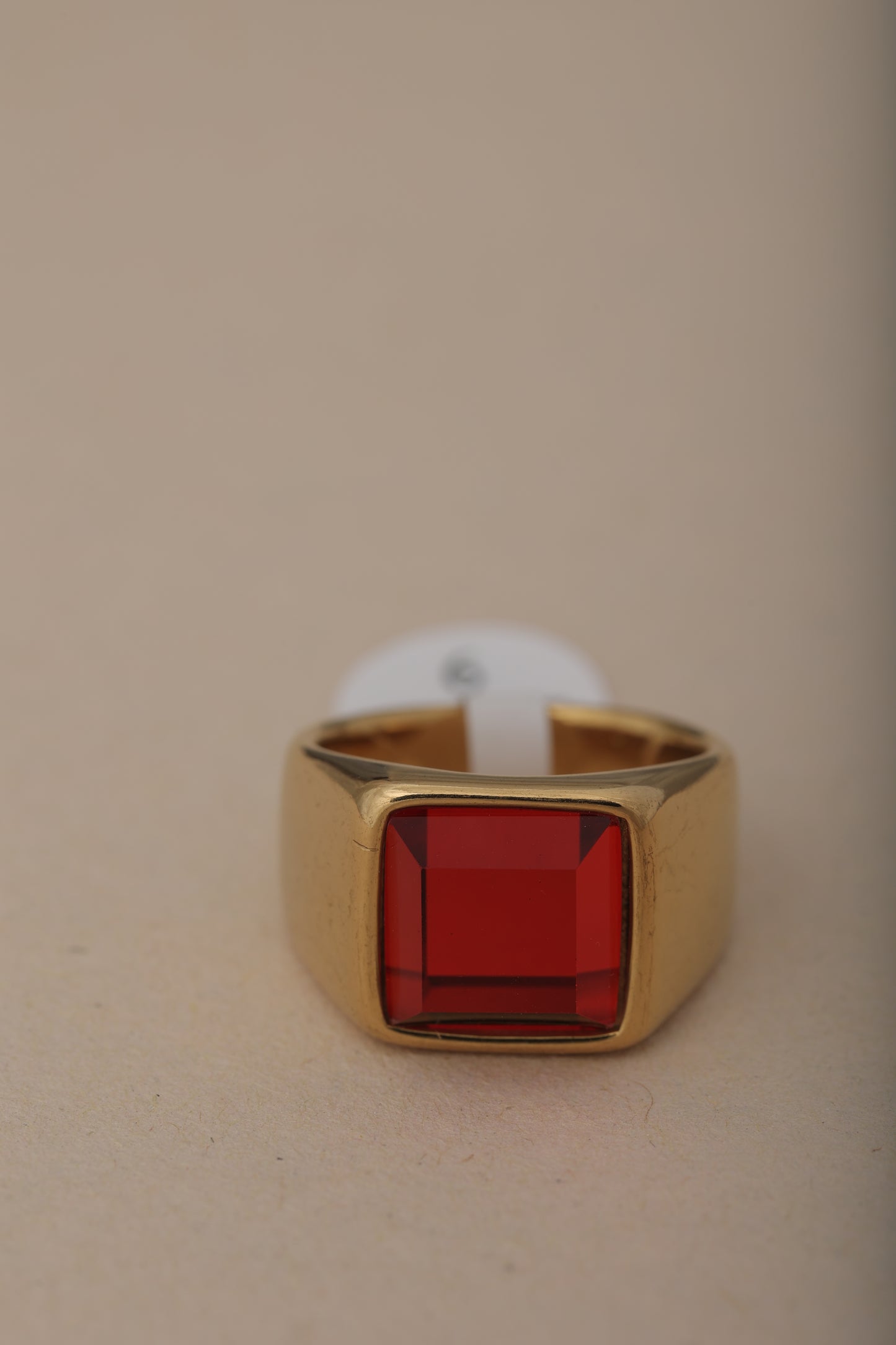 MEN'S 18k GOLD PLATED RUBY RING
