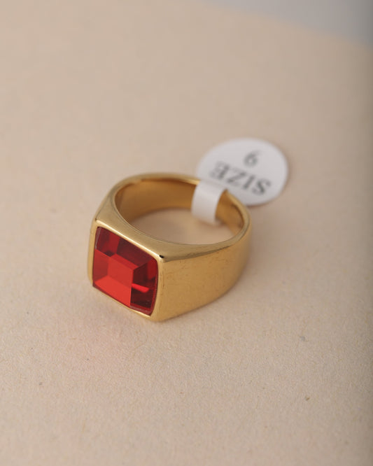 MEN'S 18k GOLD PLATED RUBY RING