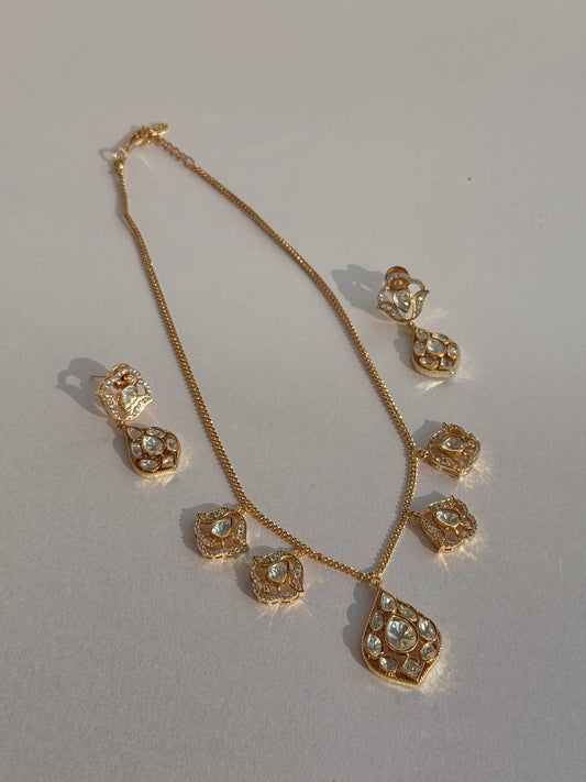 GOLD PLATED MOISSANITE POLKI NECKLACE