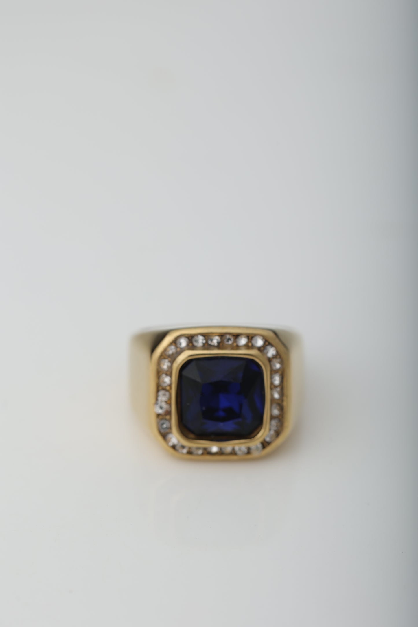 MEN'S BLUE SAPPHIRE GOLD PLATED RING