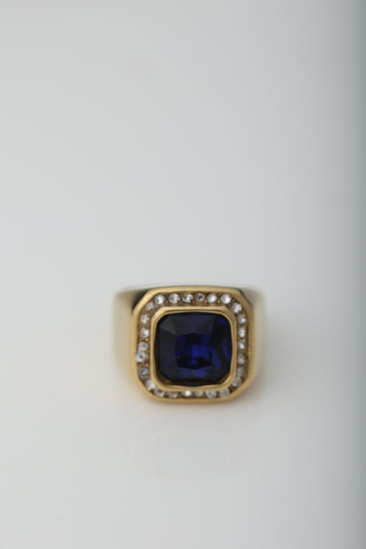 MEN'S BLUE SAPPHIRE GOLD PLATED RING