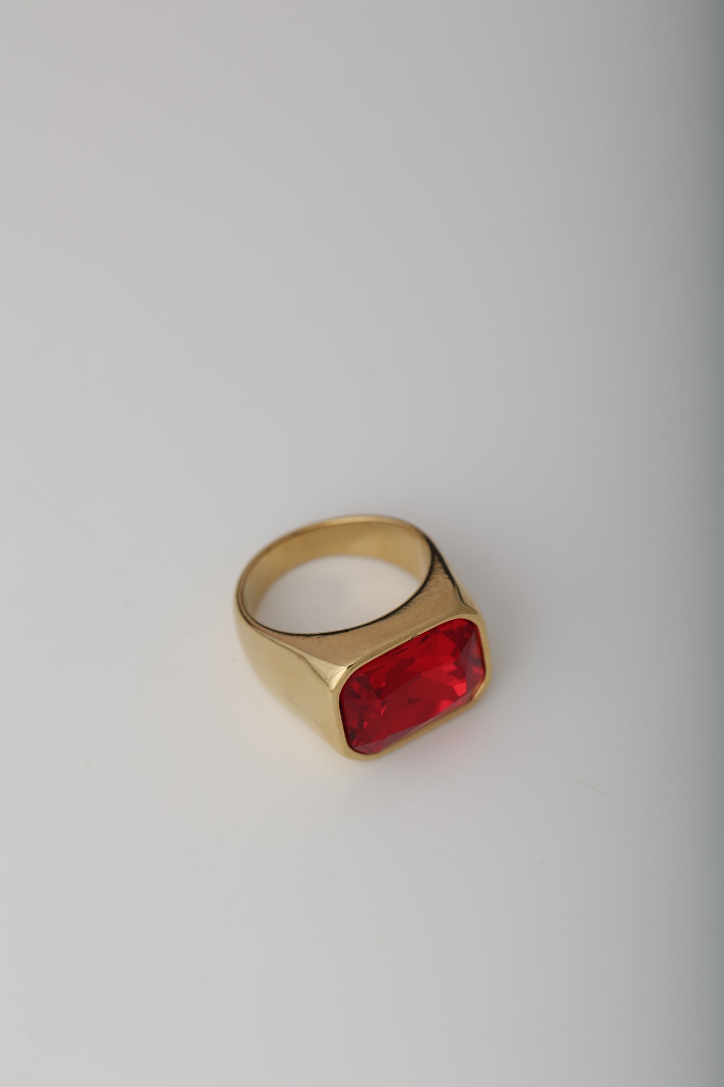 MEN'S 18k GOLD PLATED RUBY RING