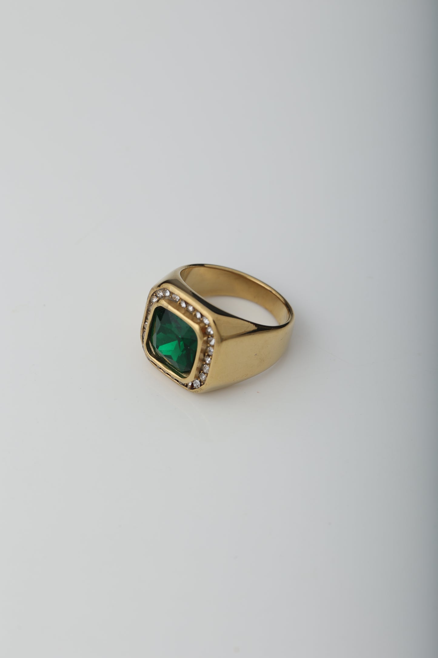 MEN'S EMERALD GOLD PLATED RING