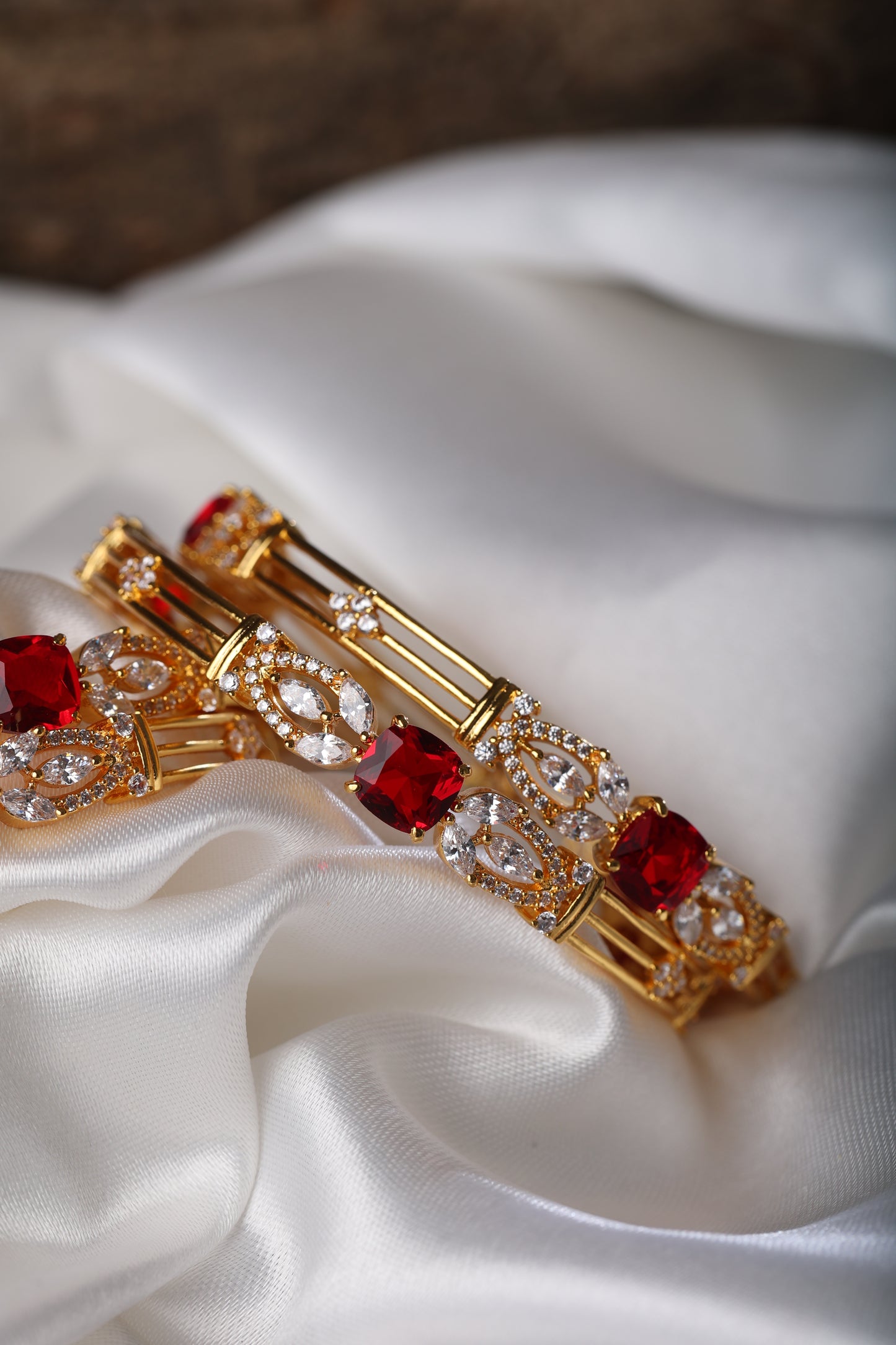 ANTIQUE RUBY MICRO GOLD PLATED BANGLE