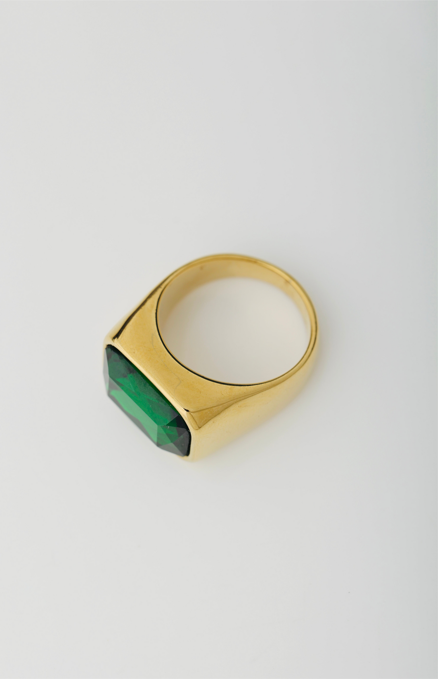 MEN'S EMERALD GOLD PLATED RING