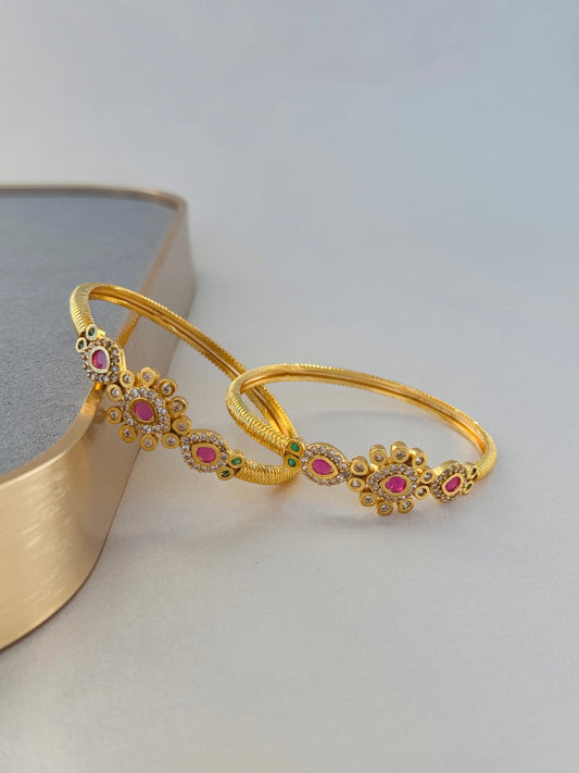 ANTIQUE EMERALD AND RUBY STONE BANGLES