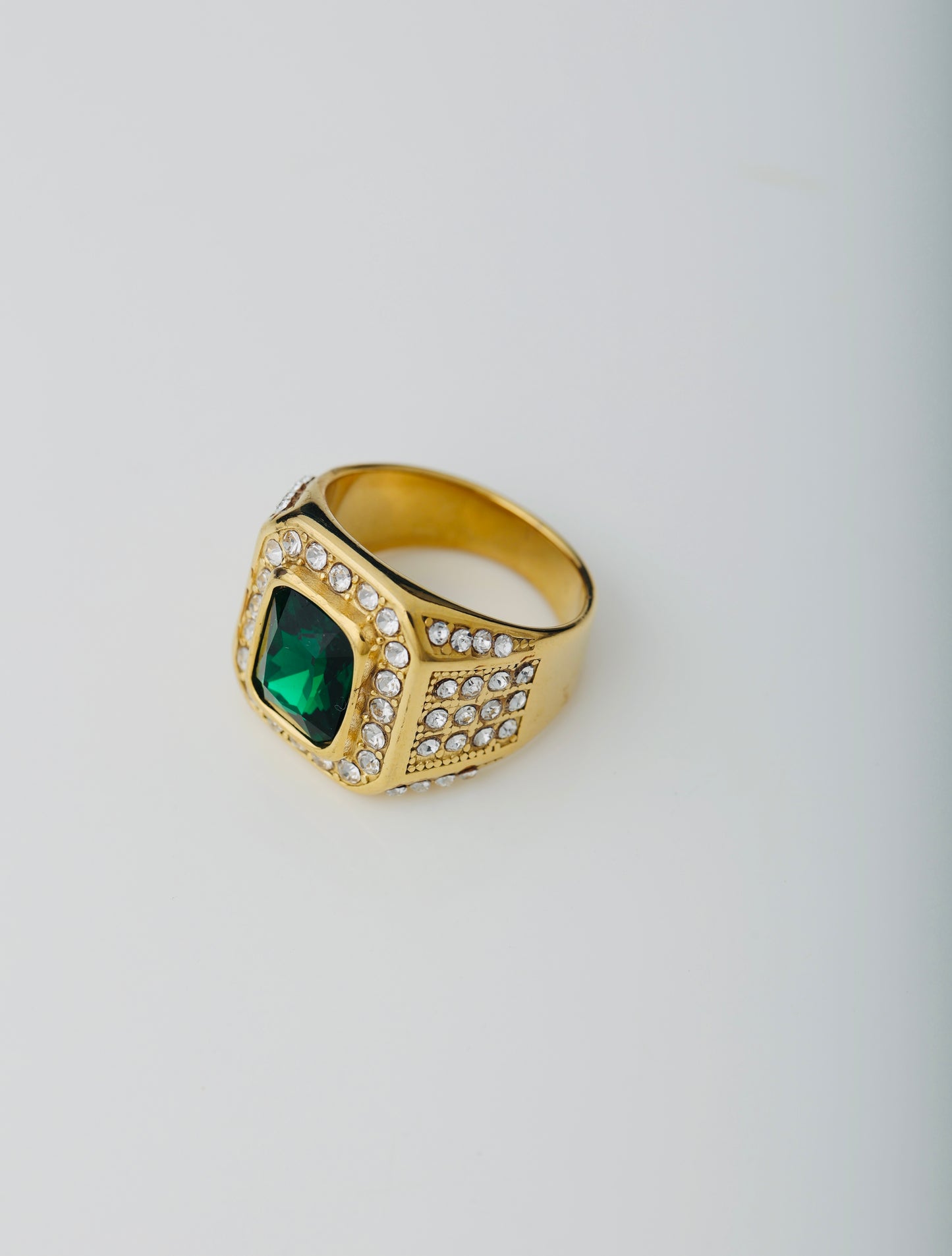 MEN'S EMERALD GOLD PLATED RING