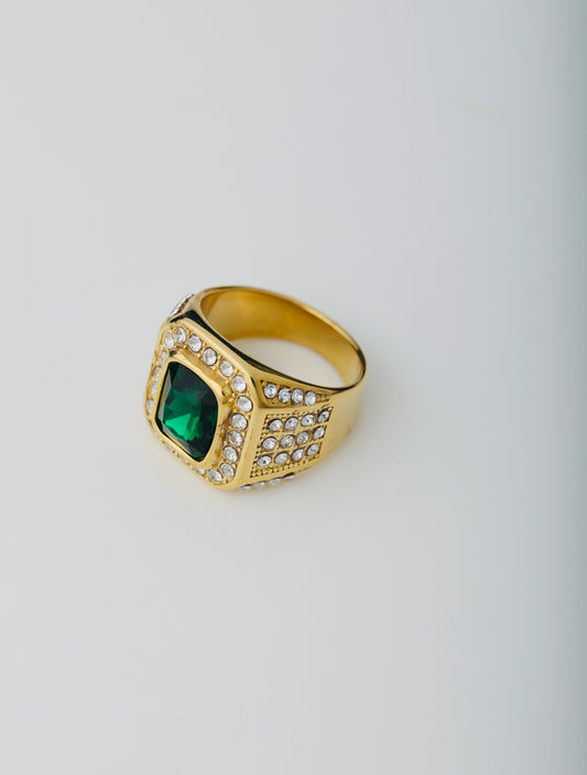 MEN'S EMERALD GOLD PLATED RING
