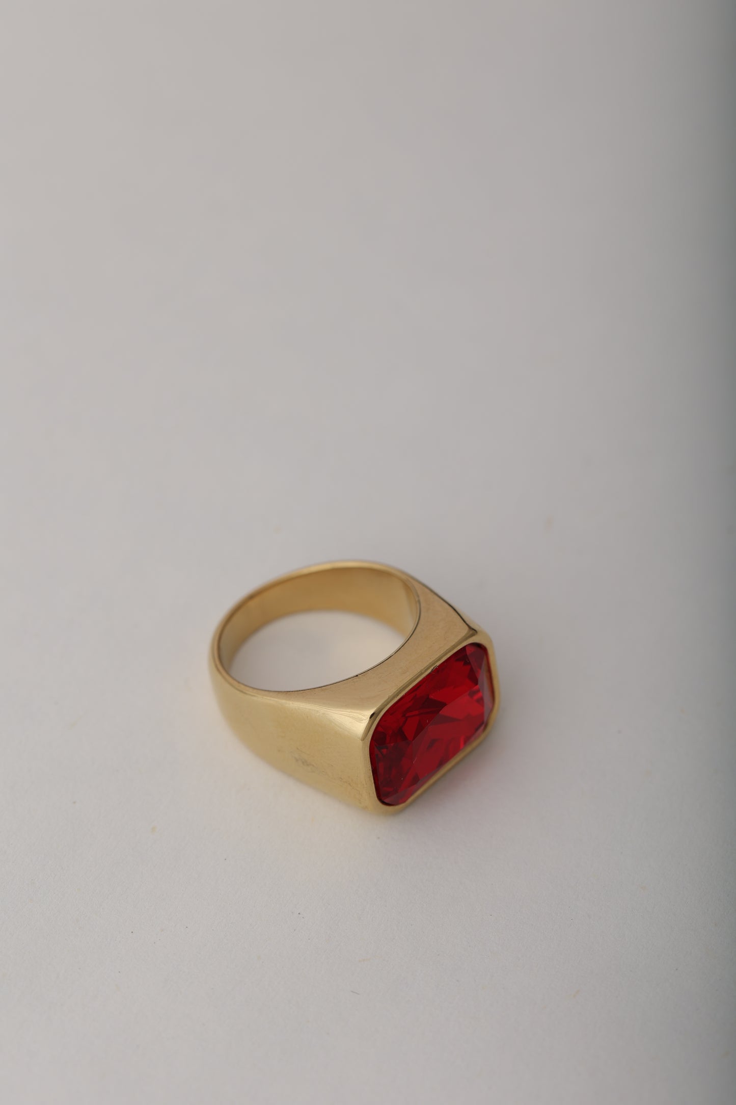 MEN'S 18k GOLD PLATED RUBY RING