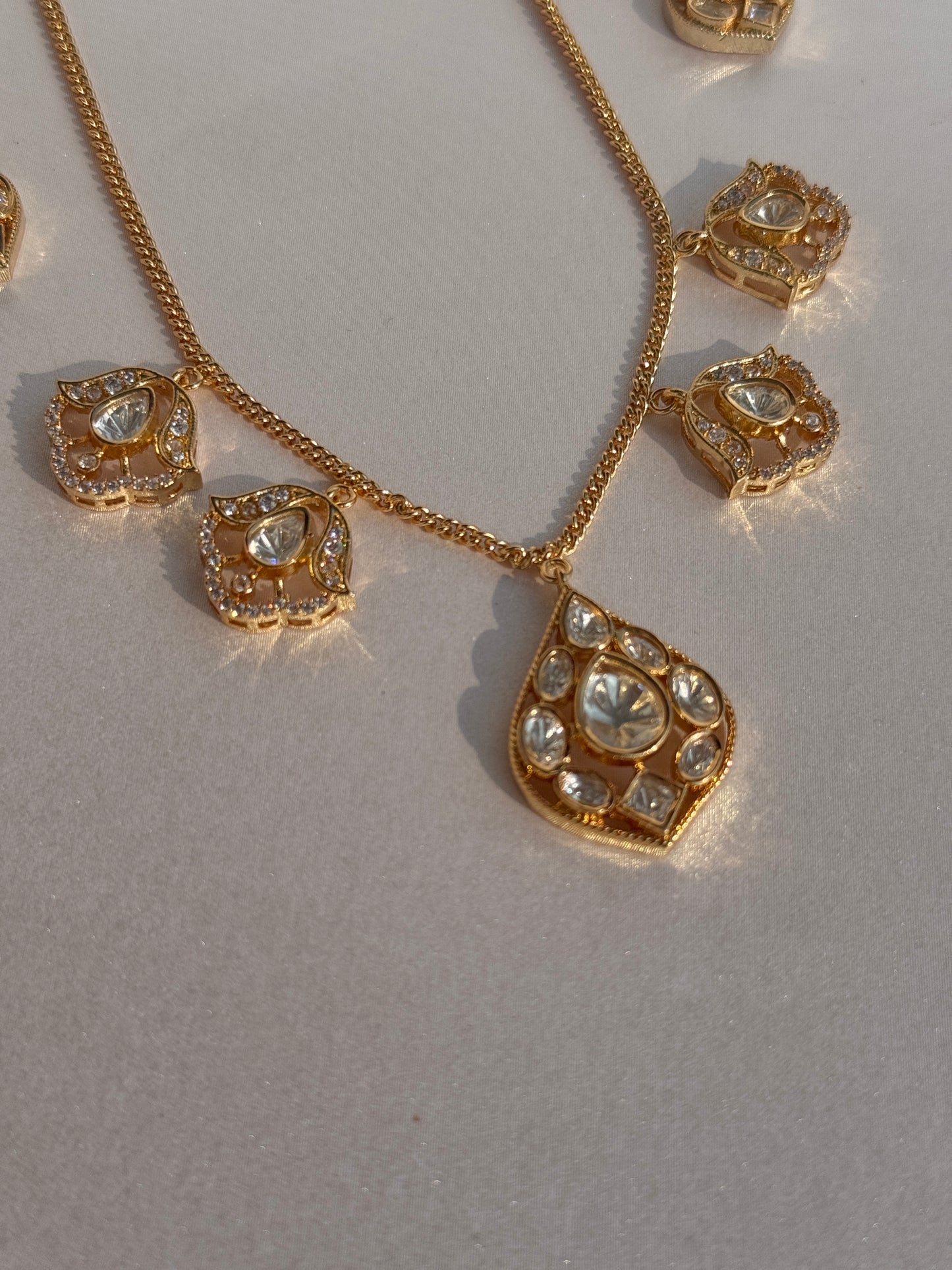 GOLD PLATED MOISSANITE POLKI NECKLACE