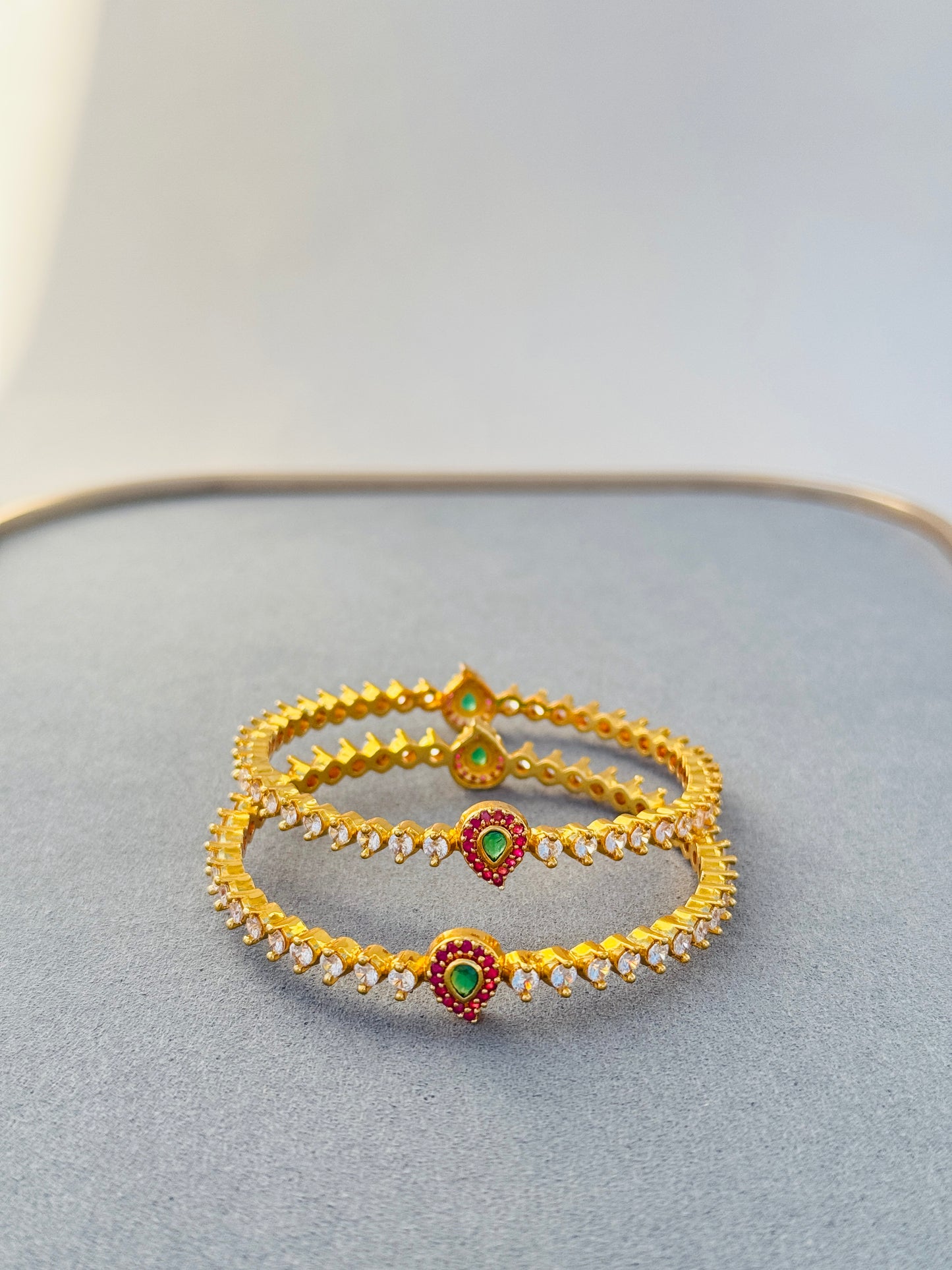 ANTIQUE EMERALD AND RUBY STONE BANGLES