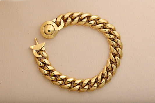 MENS 18k GOLD PLATED LOCK BRACELET - 16 MM