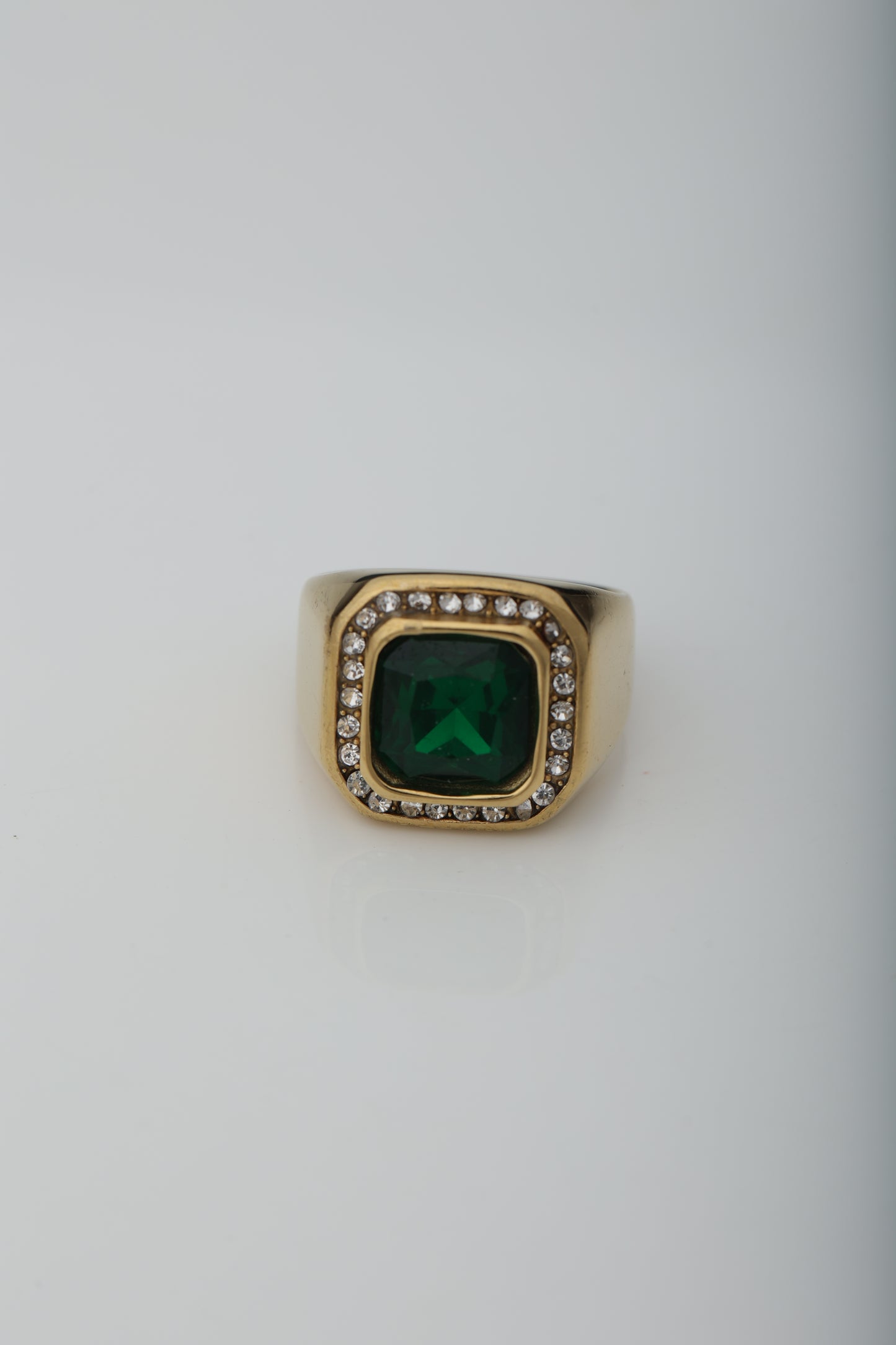 MEN'S EMERALD GOLD PLATED RING