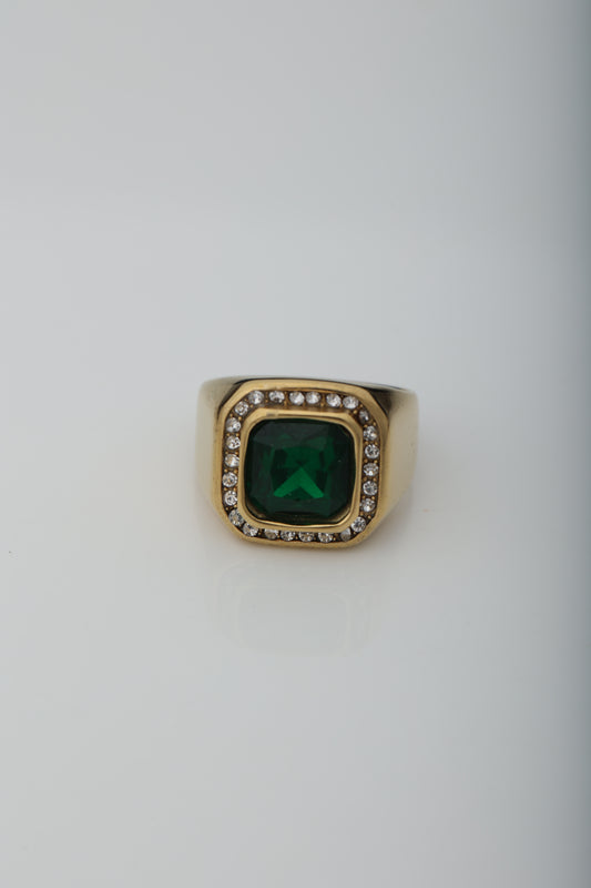 MEN'S EMERALD GOLD PLATED RING