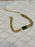 18K GOLD PLATED ANTI TARNISH EMERALD BRACELET