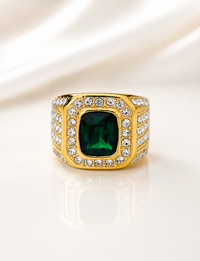 MEN'S EMERALD GOLD PLATED RING