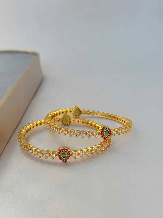ANTIQUE EMERALD AND RUBY STONE BANGLES