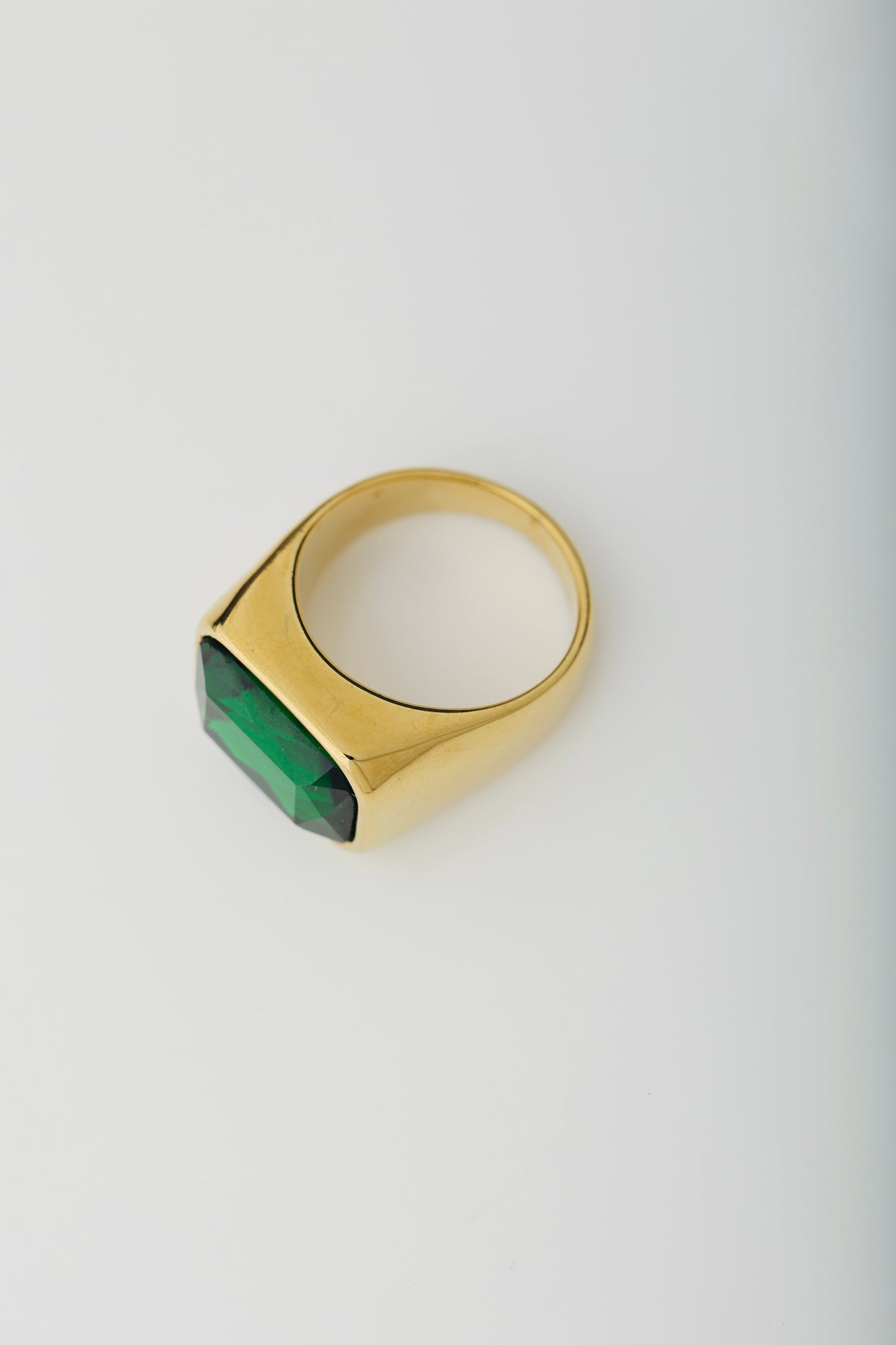 MEN'S EMERALD GOLD PLATED RING