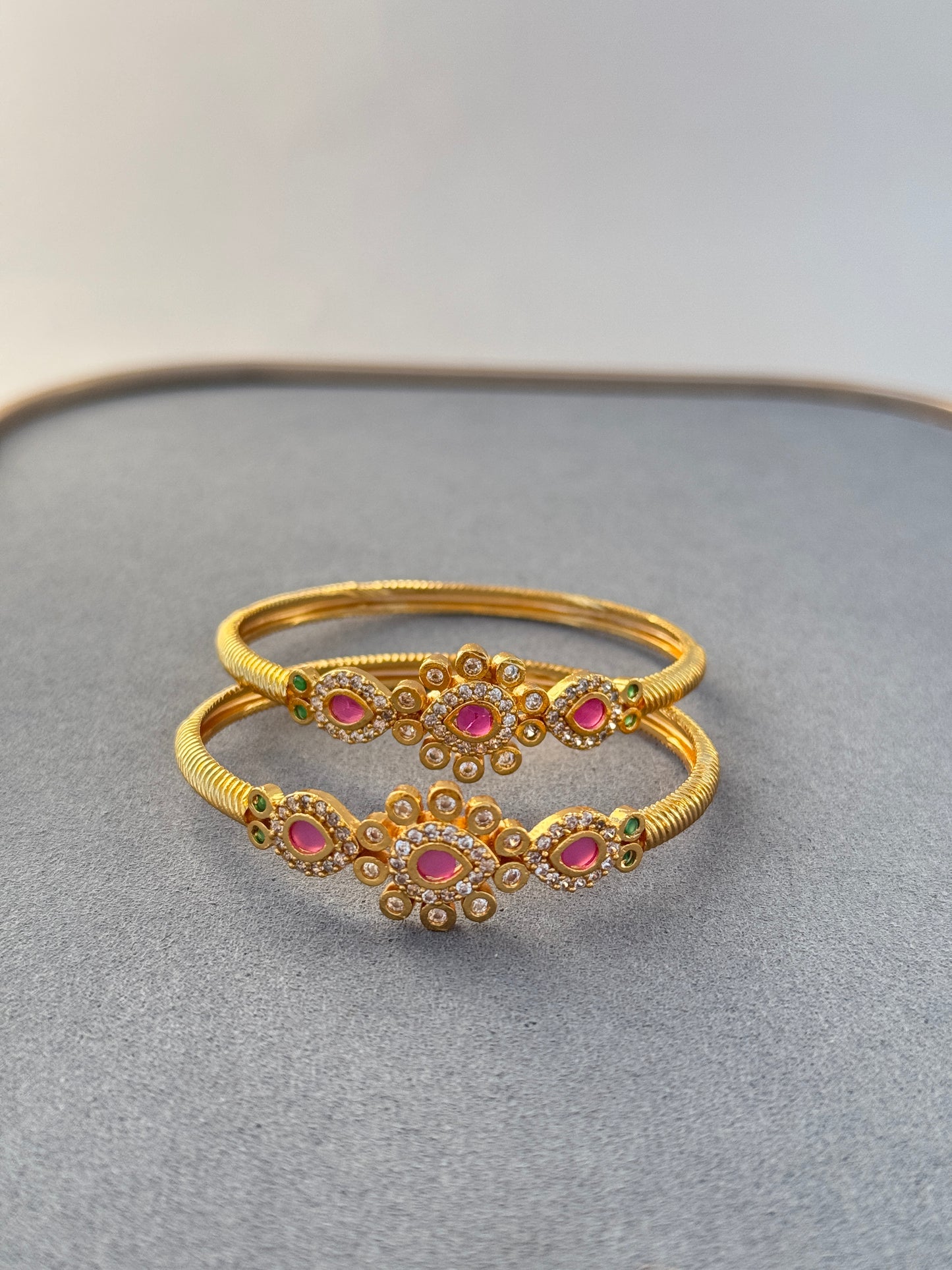 ANTIQUE EMERALD AND RUBY STONE BANGLES