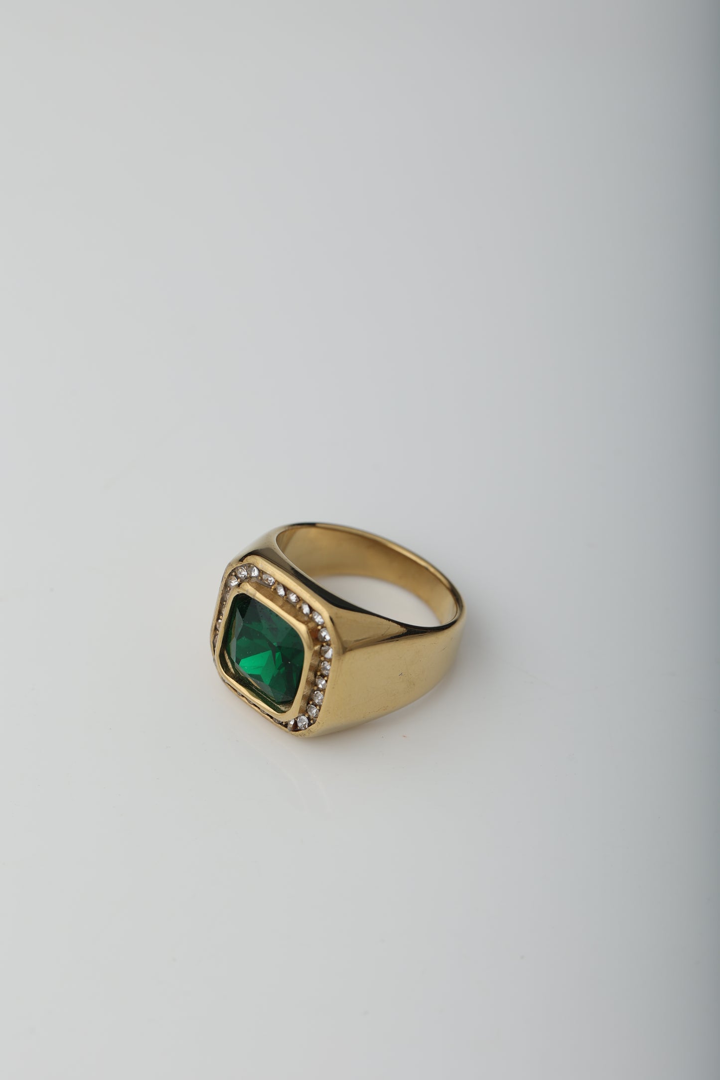 MEN'S EMERALD GOLD PLATED RING