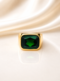 MEN'S EMERALD GOLD PLATED RING