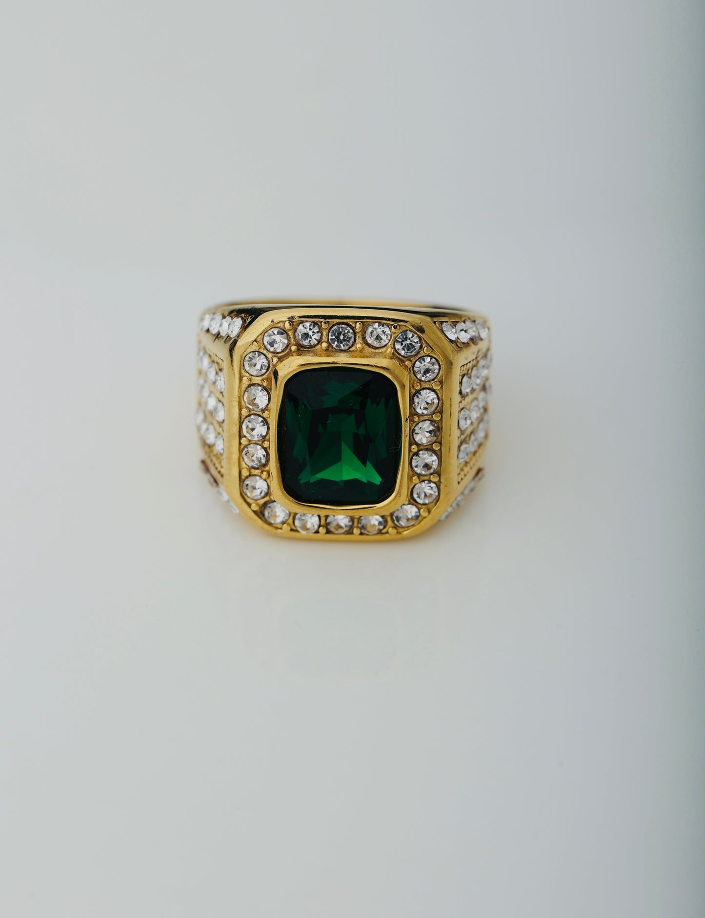 MEN'S EMERALD GOLD PLATED RING