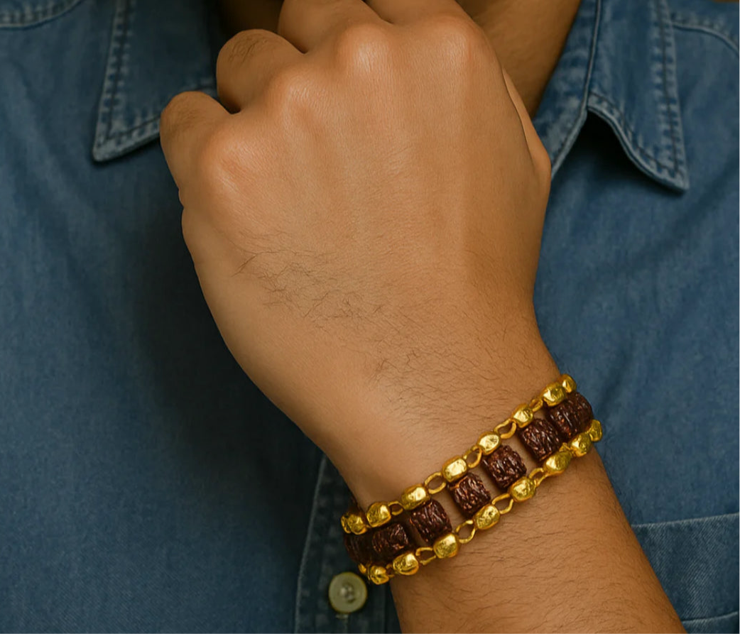 Rudraksha Men’s Dailywear Gold Plated Bracelet