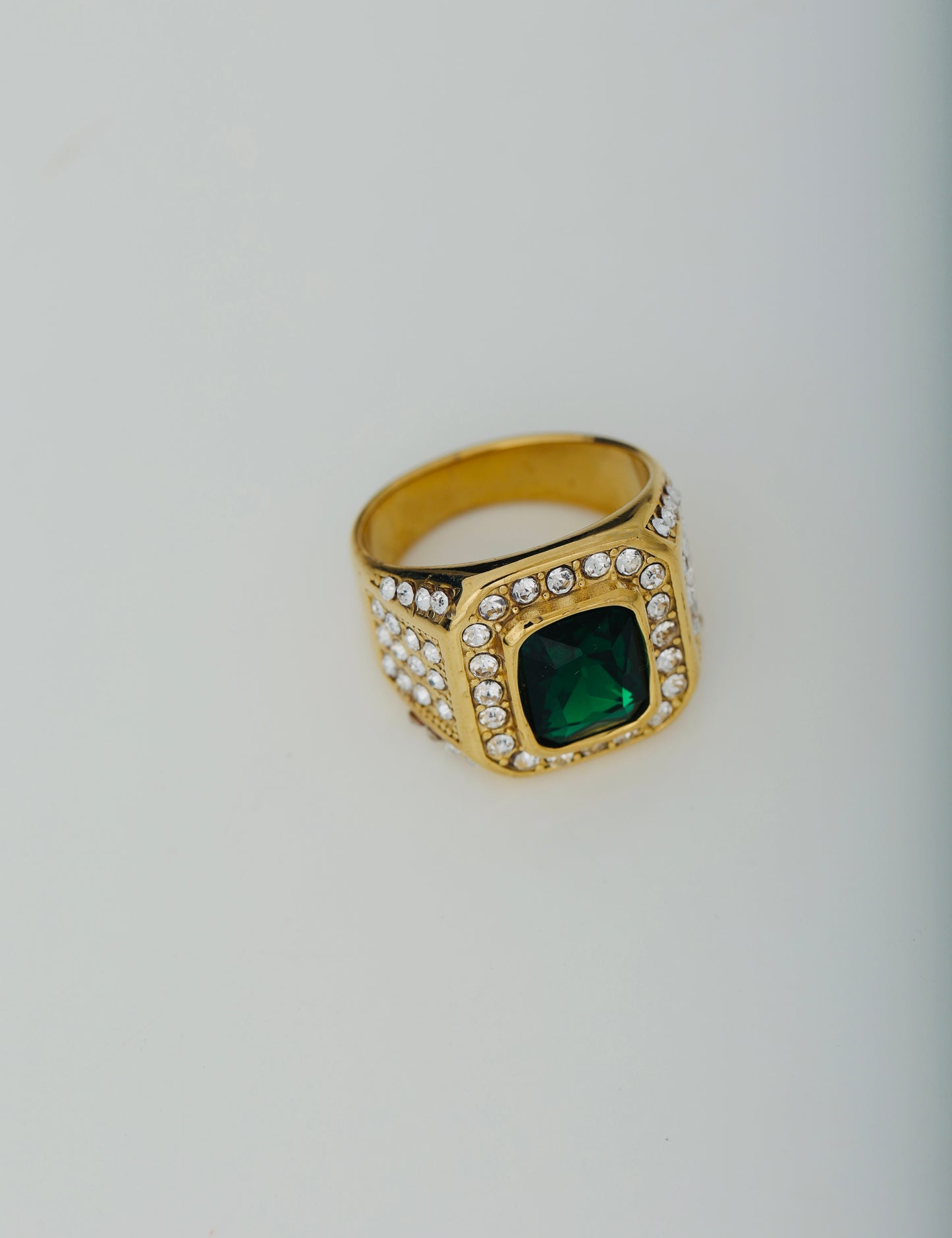 MEN'S EMERALD GOLD PLATED RING