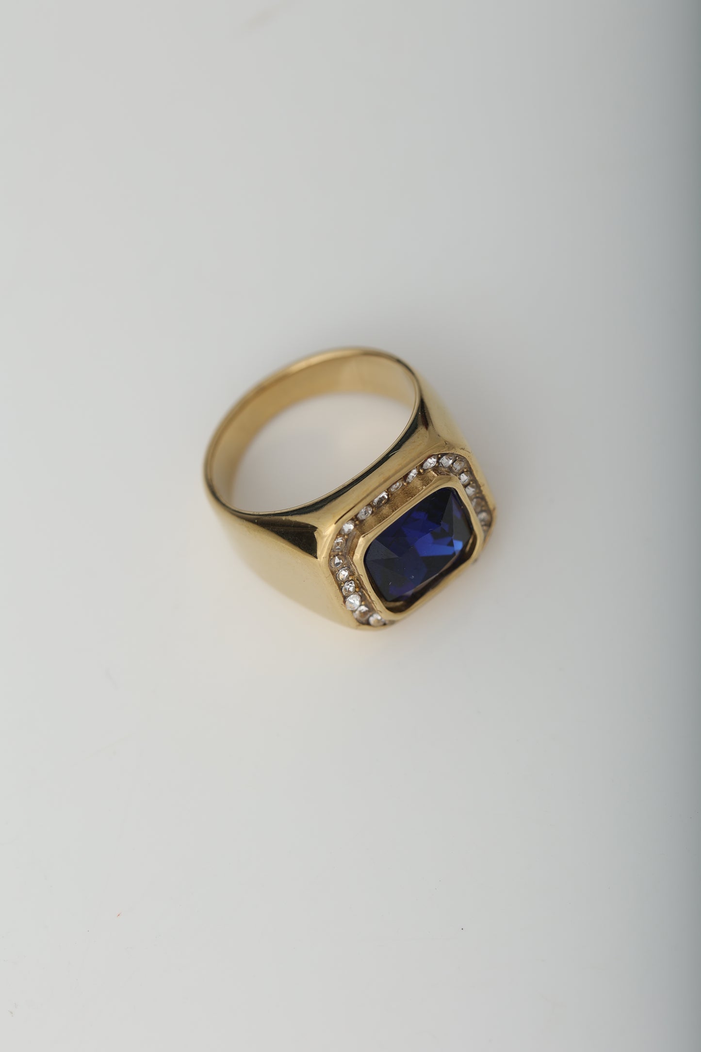 MEN'S BLUE SAPPHIRE GOLD PLATED RING