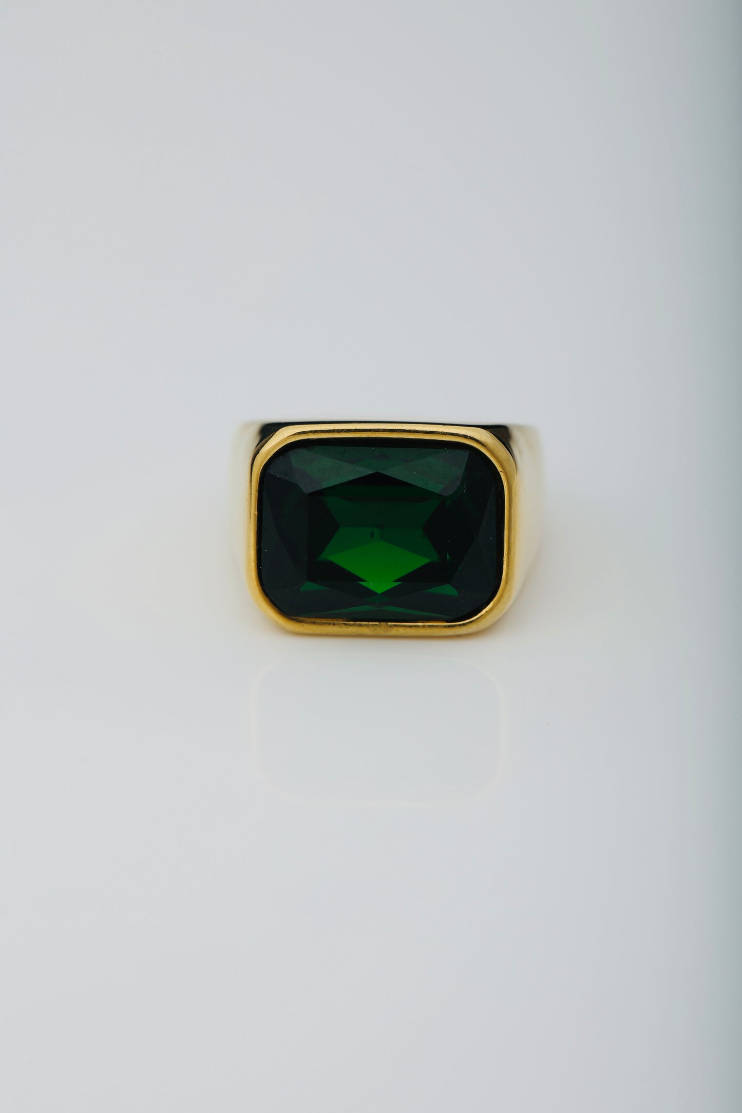 MEN'S EMERALD GOLD PLATED RING