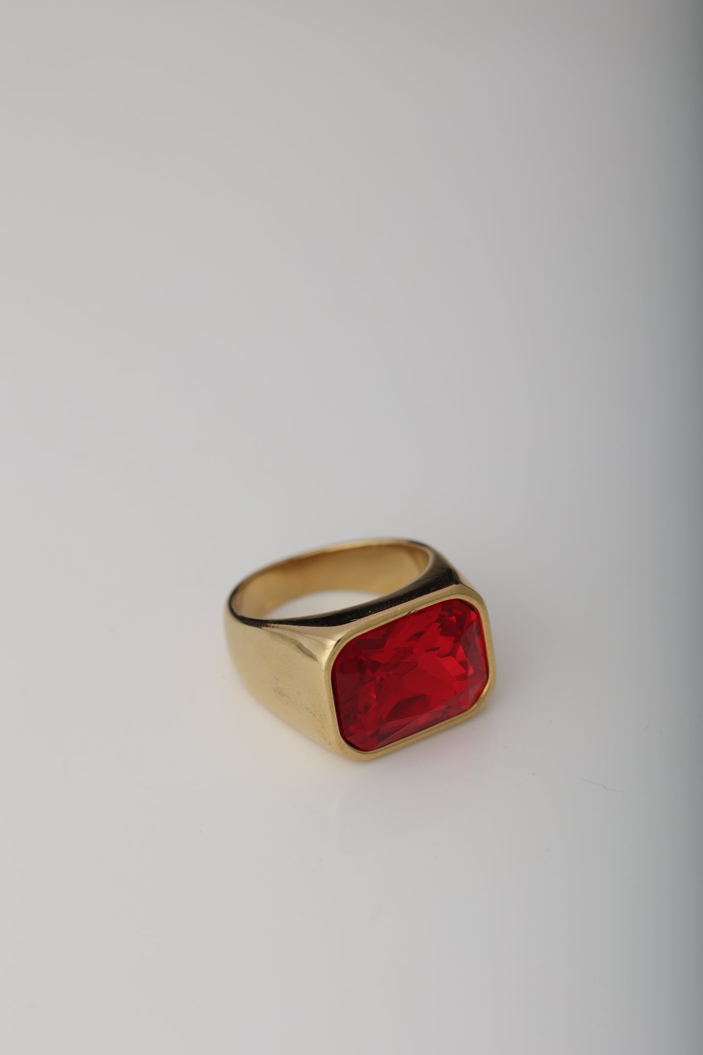 MEN'S 18k GOLD PLATED RUBY RING