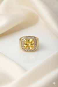 MEN'S YELLOW SAPPHIRE GOLD PLATED RING