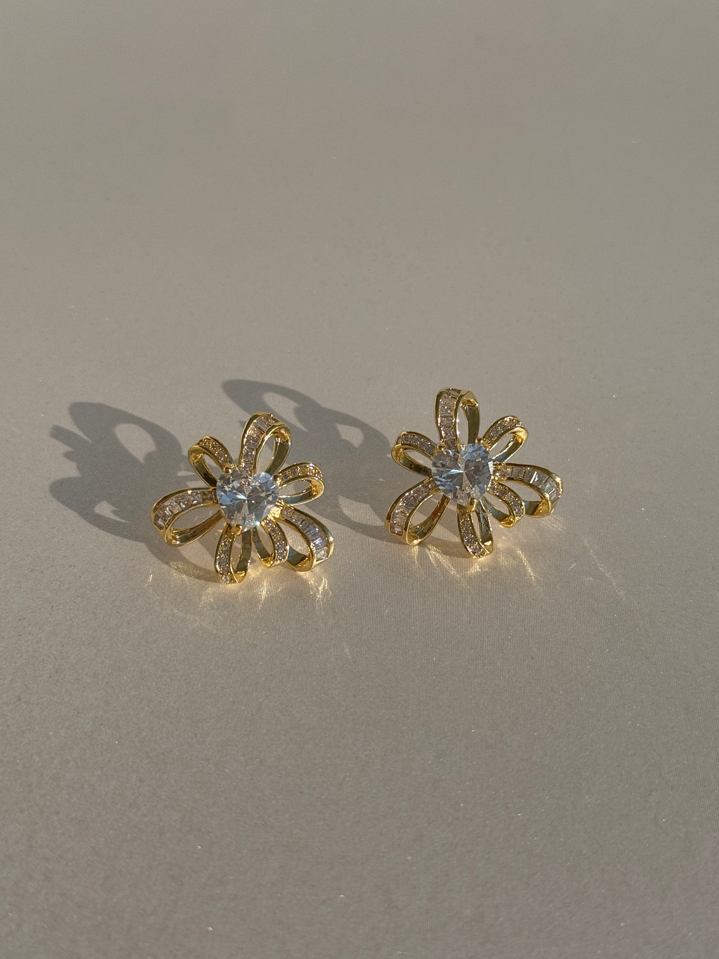 CZ DIAMOND GOLD PLATED EARRINGS