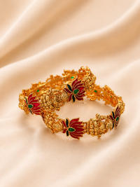 Lakshmi Lotus Antique Gold-Plated Bangles