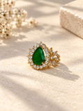 Emerald Teardrop Adjustable Ring
