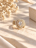 Luxury Heart Gold Plated Halo Ring