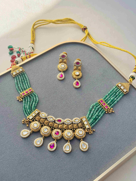 ANTIQUE KUNDAN GOLD PLATED NECKLACE
