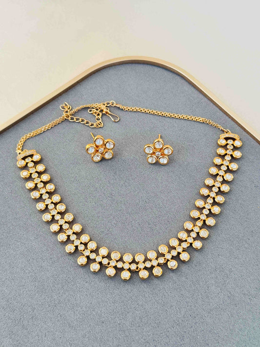 GOLD MOISSANITE POLKI NECKLACE SET