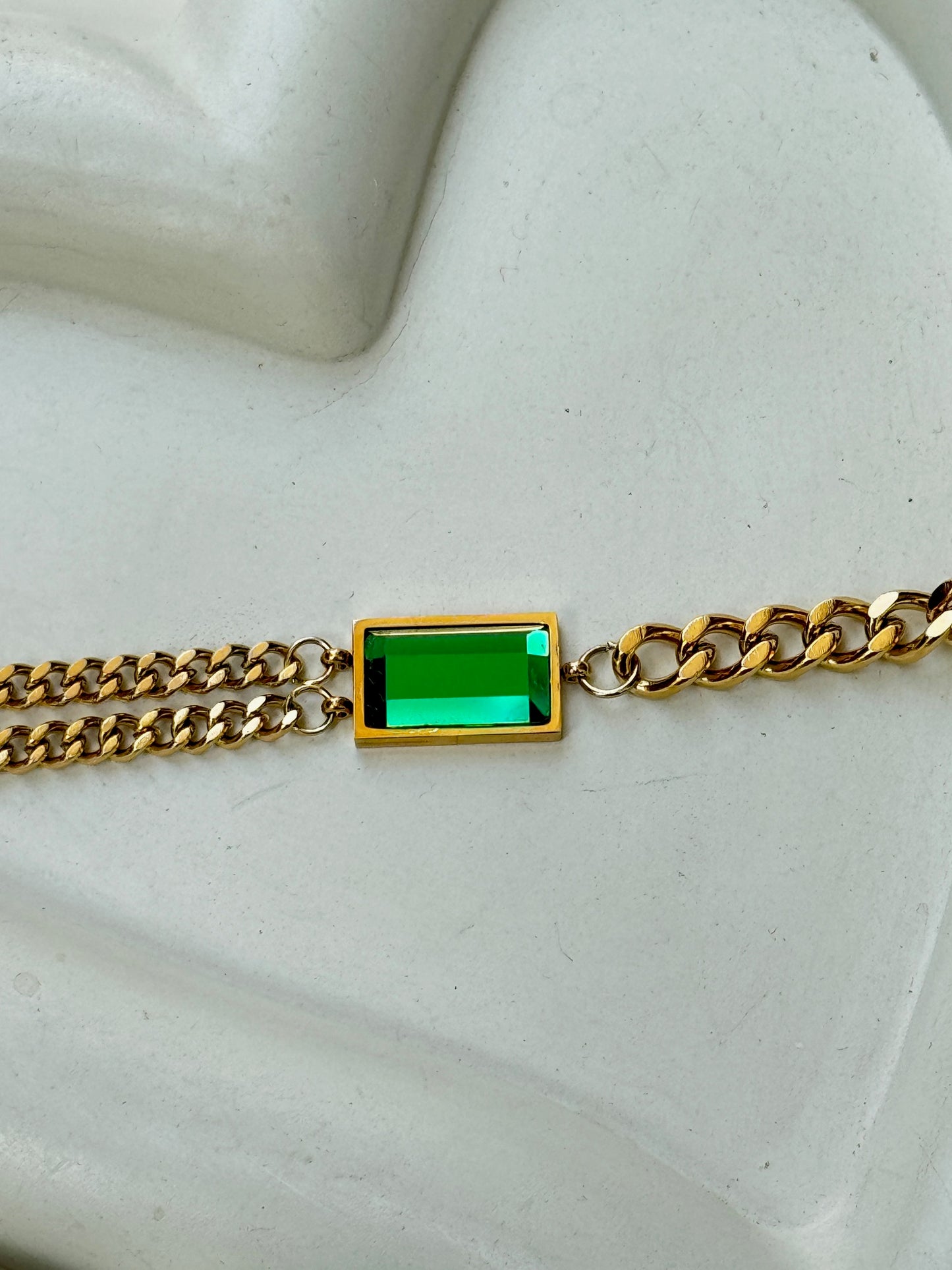 18K GOLD PLATED ANTI TARNISH EMERALD BRACELET