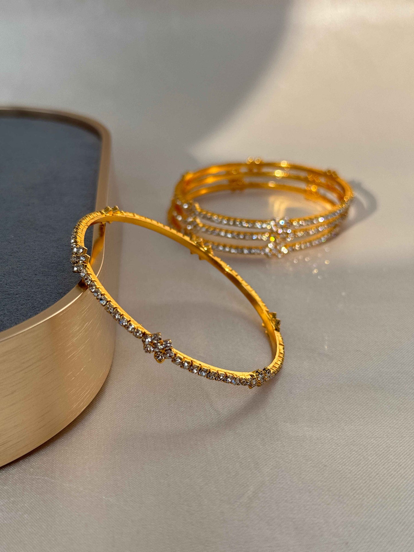 ANTIQUE MICRO GOLD PLATED CZ BANGLES