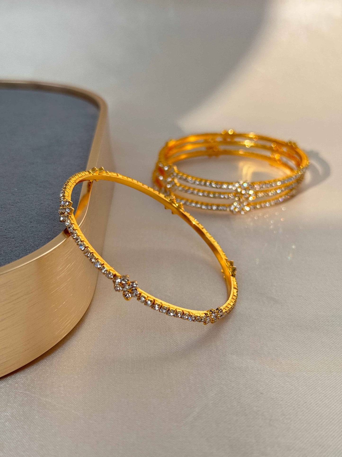 ANTIQUE MICRO GOLD PLATED CZ BANGLES