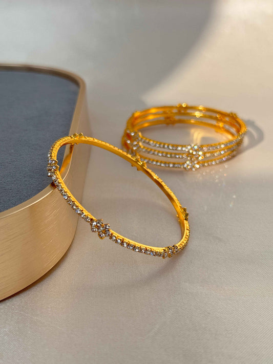 ANTIQUE MICRO GOLD PLATED CZ BANGLES