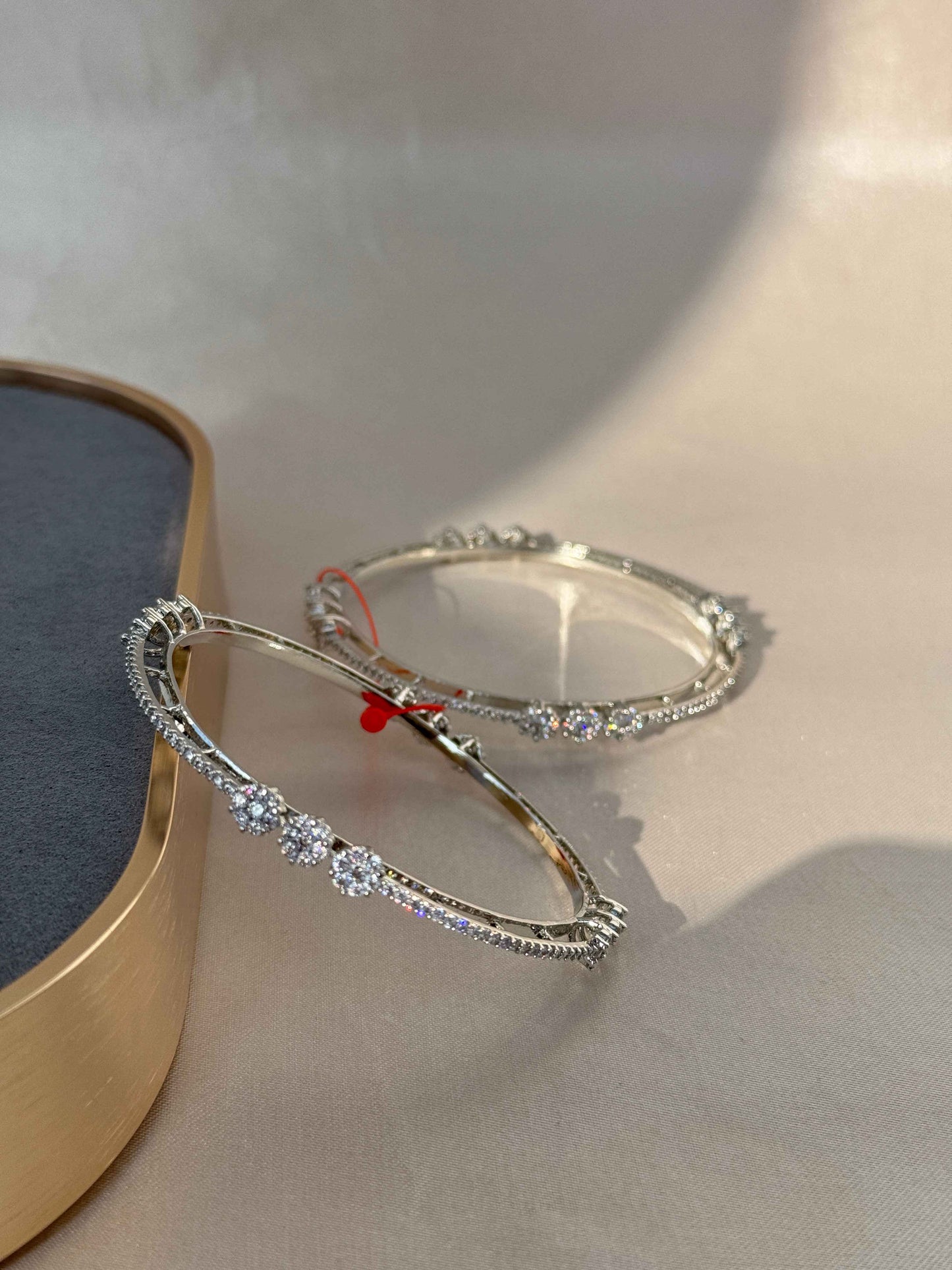 SILVER AMERICAN DIAMOND BANGLES