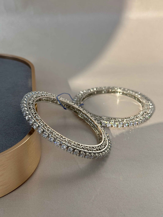 SILVER AMERICAN DIAMOND BANGLES