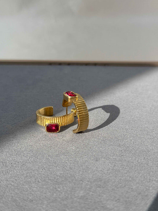 RUBY 18K GOLD PLATED EARRINGS