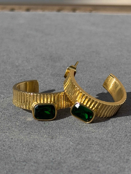 EMERALD 18K GOLD PLATED EARRINGS